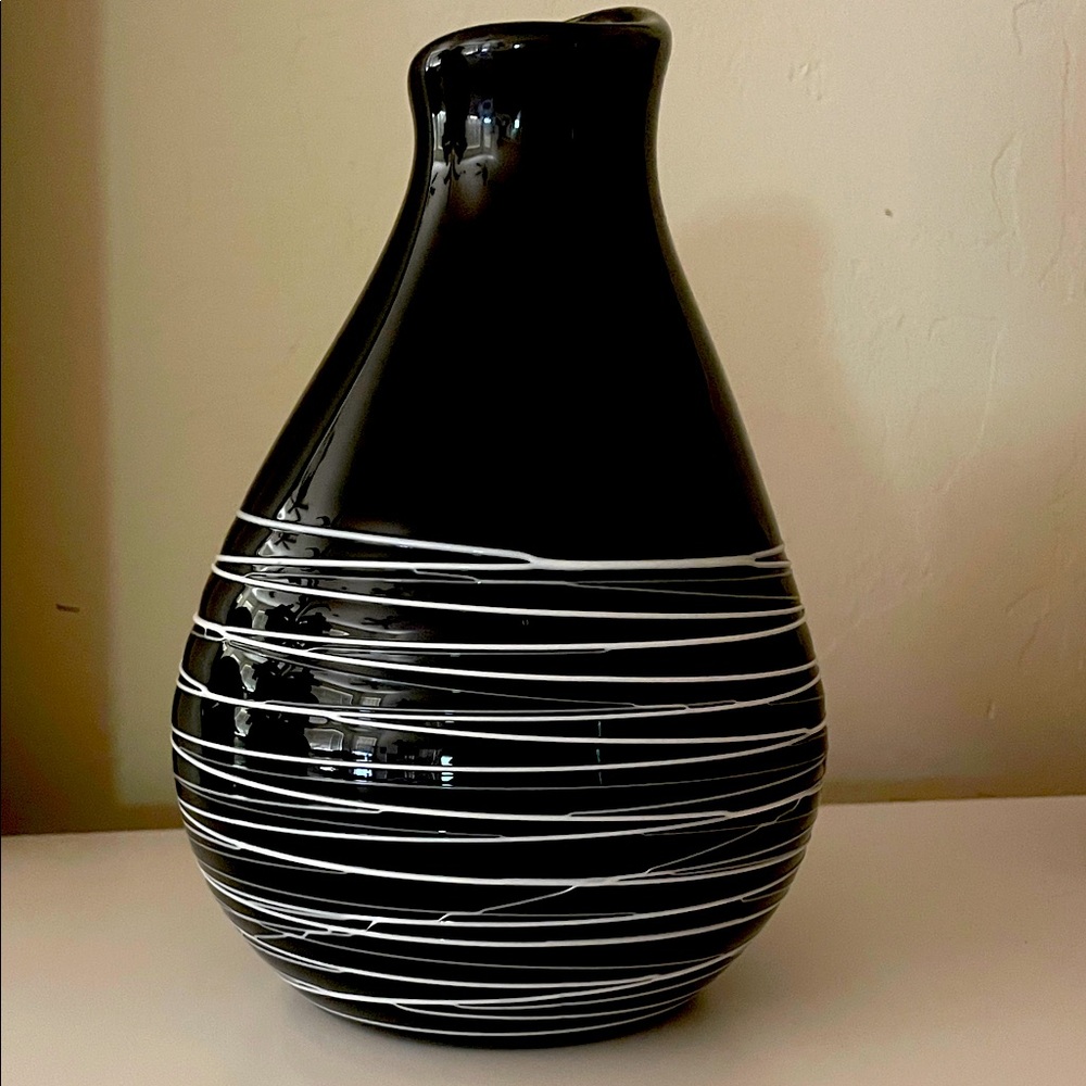 Black and White Striped Vase by Zocalo ~ Glass Art